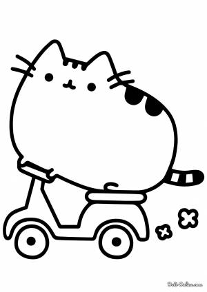 Раскраска Кот Пушин на скутере