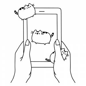 Раскраска Кот Пушин на Ipad