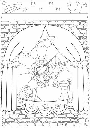 Раскраски котик пушин хэллоуин