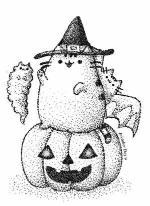 Раскраски котик пушин хэллоуин