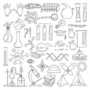 Черный силуэт научных символов