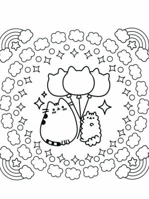 Картинка Кот Пушин раскраска на листе  онлайн