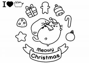 Раскраски Кот пушин новогодний