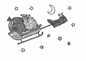 Раскраски Кот пушин новогодний