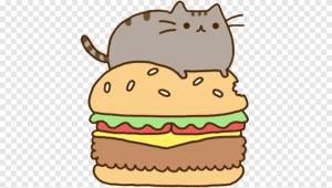 Кот в иллюстрации бургер, кот Пушин телеграмма котенок, кот, еда, животные png
