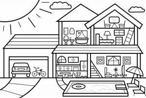 Раскраски Домик с мебелью