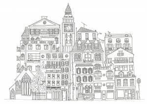 Раскраска дома в городе