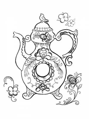 Раскраска Гжель картинка  онлайн