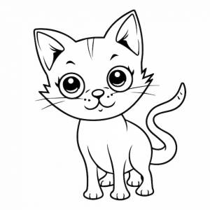 Кошка для раскраски  раскраски для детей векторный клипарт