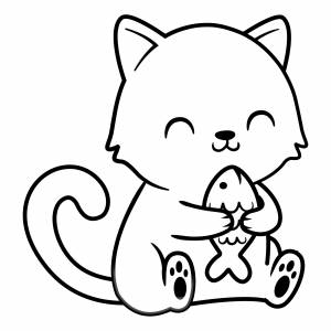 Котик с рыбой