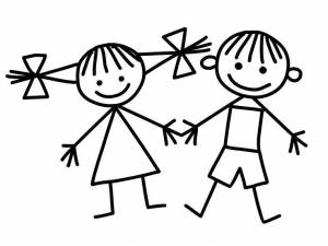 Раскраска Девочка и мальчик