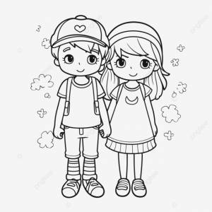 рисунок милый мальчик и девочка раскраски наброски эскиз вектор PNG , рисунок крыла, девушка рисует, рисунок кольца PNG картинки и пнг рисунок для й загрузки