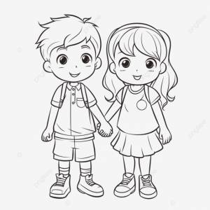 рисунок мальчик и девочка в униформе одетые рубашку держащиеся за руки друг с другом вектор PNG , рисунок крыла, девушка рисует, рисунок рубашки PNG картинки и пнг рисунок для й загрузки