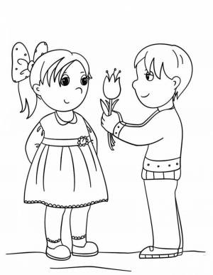 Раскраски Девочка и мальчик рисунок