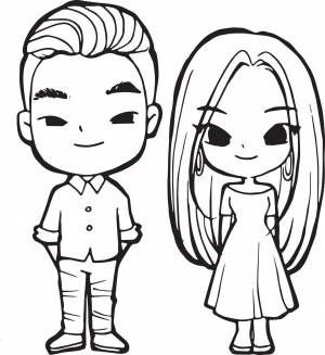 Раскраска Мальчик и девочка в стиле аниме