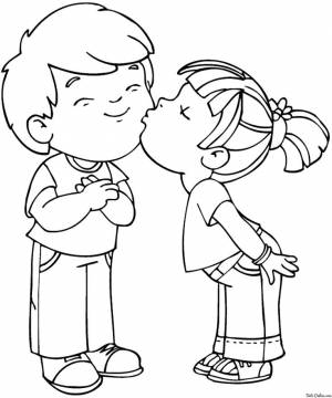 Картинки по запросу девочка целует мальчика рисунок