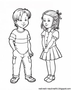 Мальчик и девочка рисунок раскраска