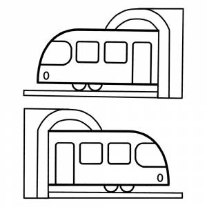 Раскраска Поезда едут через туннель