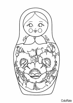 Раскраска Расписная матрёшка