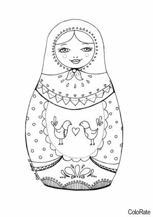 Раскраска Матрёшка с узором