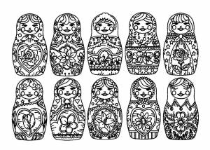 Раскраски Матрёшек