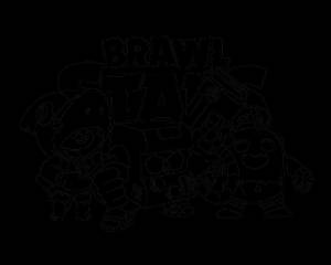 Раскраска Бравл Старс логотип с героями