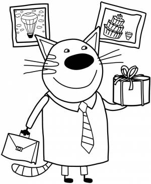 Раскраски из мультфильма Три кота для детей «Папа Котя», чтобы
