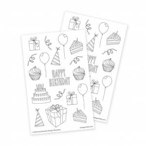 С Днем Рождения наклейки для скрапбукинга для взрослых раскраски, бумажные наклейки для раскраски