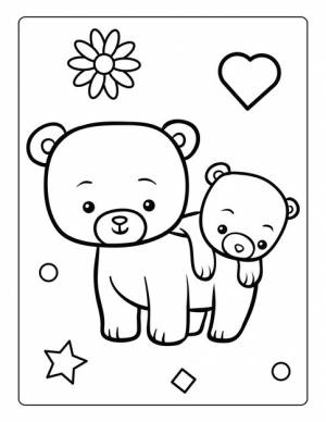 Раскраски ко дню матери для детей с милыми животными праздничный черно-белый рабочий лист
