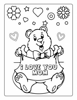 Раскраски ко дню матери для детей с милыми животными праздничный черно-белый рабочий лист