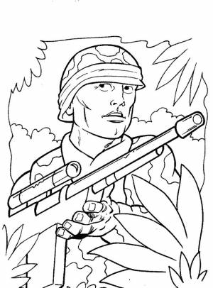 Раскраски февраля, Раскраска солдат с ружьем поздравительная открытка 23 февраля