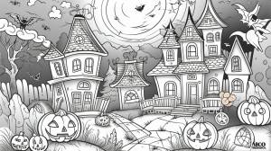 Раскраска Хэллоуин для взрослых, раскраски хэллоуин фон картинки и Фото для й загрузки