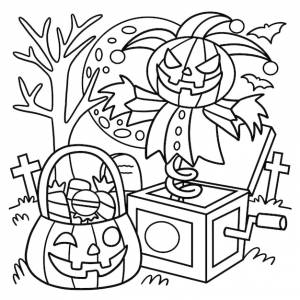 Раскраска джек в коробке хэллоуин для детей