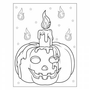 Раскраска Тыква со свечкой на Хэллоуин