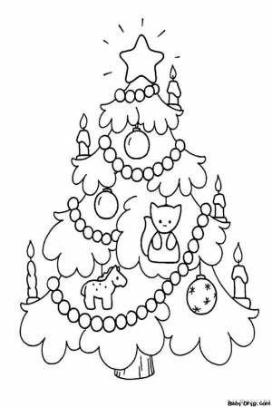 Раскраска Рождественские украшения на елке
