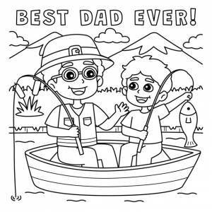 Раскраска отец и сын на рыбалке для детей