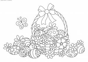 Раскраска Корзинка Пасхальных яиц