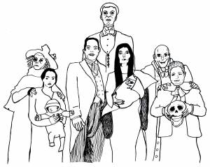 Рисунок карандашом семейка аддамс