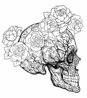 Череп профиль с розами