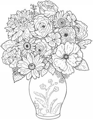 Ваза с узорами и с цветами цветы ваза Картинки антистресс раскраски