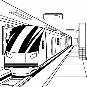 Раскраска поезд в метро