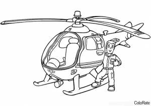 Раскраска Вертолет с пилотом