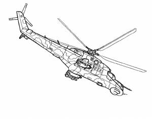 Раскраска военный вертолет  и