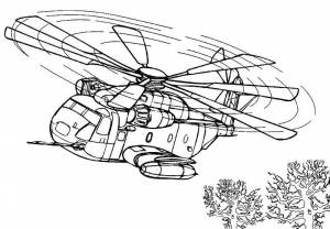 Раскраски Раскраска Военный вертолет
