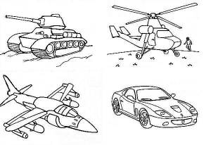 Раскраска танка Танк, вертолет, самолет, машина онлайн