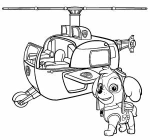 Раскраска Скай и вертолет
