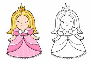 Принцесса раскраска с примером раскраски для детей раскраска с девочкой в платье