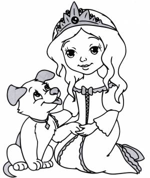 Раскраска Принцесса и ее щенок из мультика 