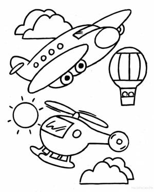 Раскраска для малышей Воздушный транспорт