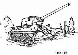 Раскраска танка Т-34-85 онлайн